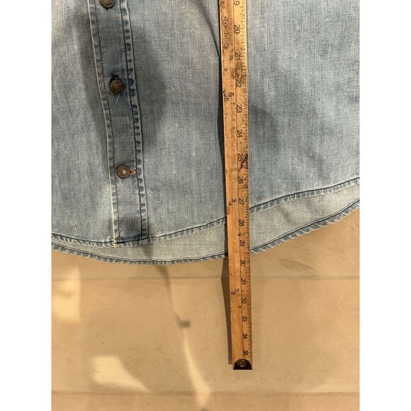 J.L. Powell Denim Shirt Mens Medium Long Sleeve Button Up Western Blue Faded USA - Picture 5 of 6